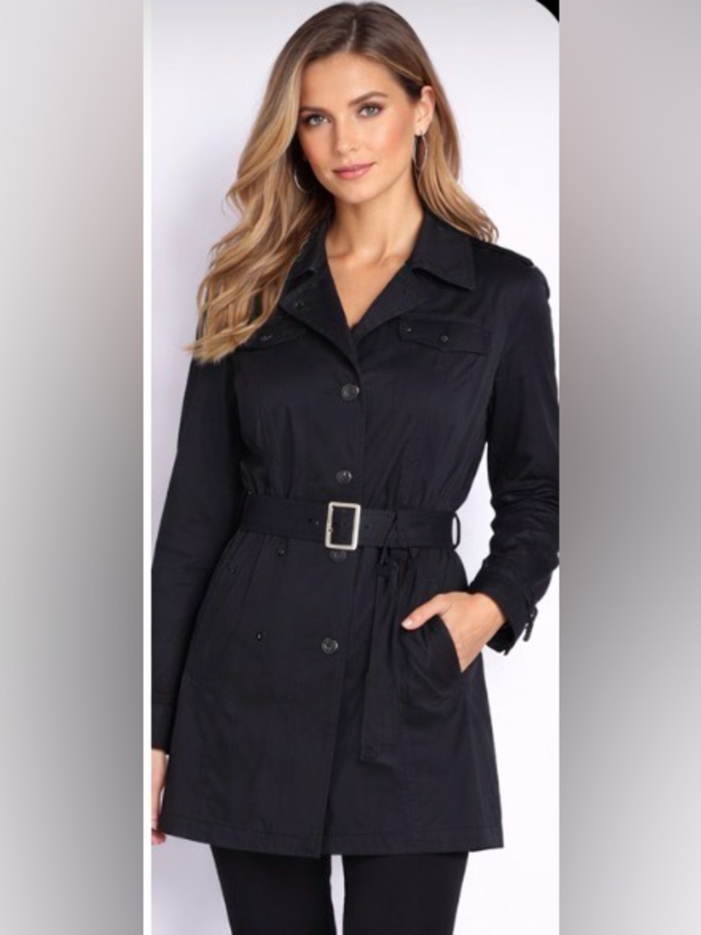 Michael Kors Black Belted Trench Coat